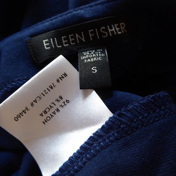 Eileen Fisher Navy Blue Bonnet Drape Front Jersey Cap Sleeve Above Knee Dress S - Picture 11 of 11